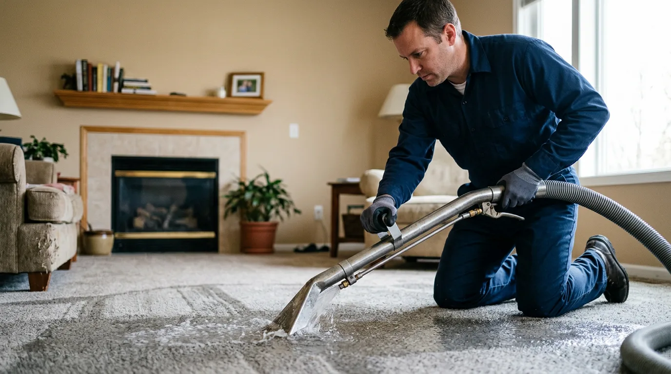 Water damage restoration technician working near Goessel, KS